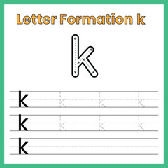 Inside Small Letter k Formation Worksheet – Lowercase Alphabet Learning Template