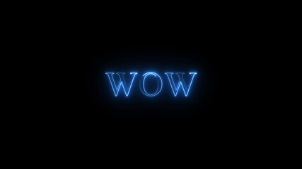 Glowing neon Wow sign text animation lines wow text animation 