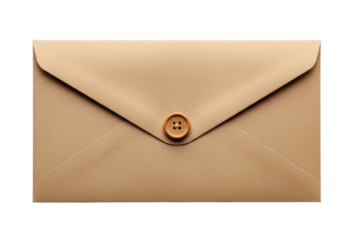 Brown envelope with button closure transparent background cutout png