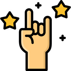 rock and roll icon illustration design with filled outline