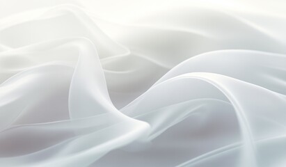 Obraz premium White silk fabric with soft folds and waves creating an elegant background for design projects or presentation materials.
