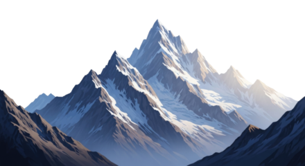 Majestic snow capped mountain peaks transparent background cutout png