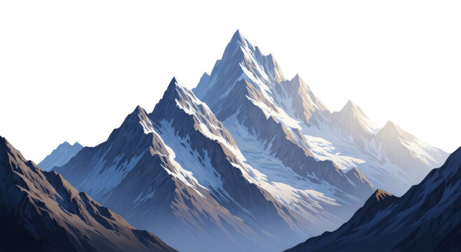 Majestic snow capped mountain peaks transparent background cutout png - Powered by Adobe