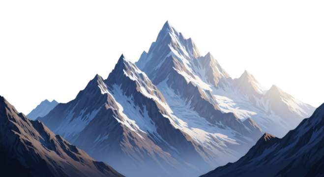 Majestic snow capped mountain peaks transparent background cutout png