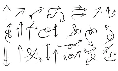 Hand drawn arrows collection isolated on for your design