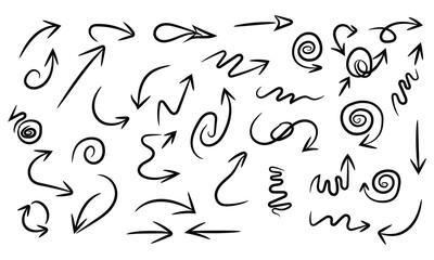 Hand drawn arrows collection isolated on for presentation