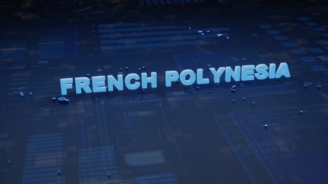French Polynesia Map Futuristic Digital Background