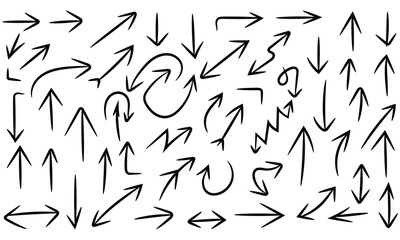 Set of hand drawn black arrows isolated on for your design