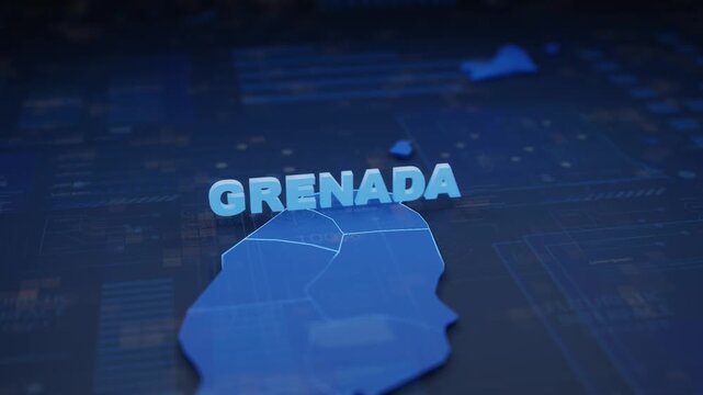 Grenada Map Futuristic Digital Background