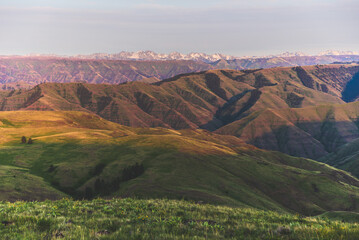 Alpenglow Off Distant Mountains And Canyons