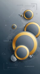 Sophisticated golden circles over a shadowy geometric backdrop, perfect for design projects