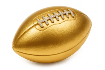Golden american football with diamonds representing sport achievement, championship, luxury award and ultimate success