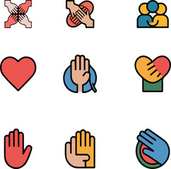 Obraz premium Inclusivity and unity icon set illustration