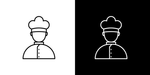 Professional chef line icon design. Simple vector cook symbol in a toque hat for culinary and food service graphics