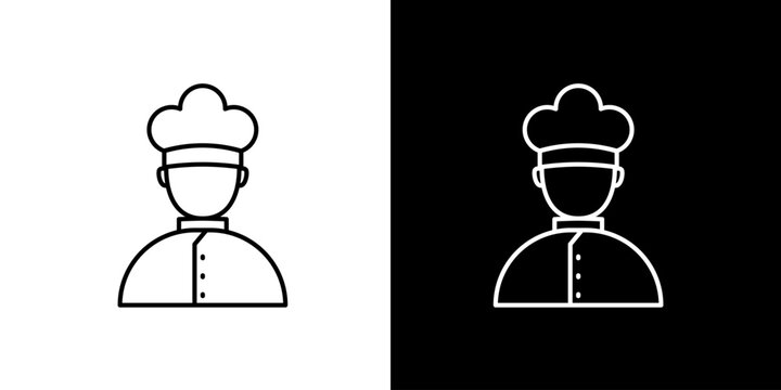 Professional chef line icon design. Simple vector cook symbol in a toque hat for culinary and food service graphics