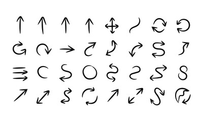 Hand drawn arrow collection isolated on for your design