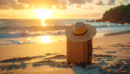 Dramatic Holiday Beach Sunset Scene Ai Generated