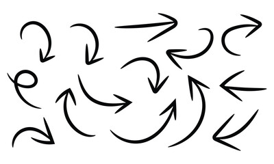 Hand drawn arrow collection isolated on for creative design