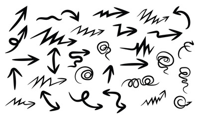 Hand drawn arrow collection isolated on for creative design