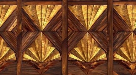 Geometric Harmony: A close-up view unveils the intricate geometry of a meticulously crafted wooden door, the warm tones of the wood create a sense of timeless elegance. 
