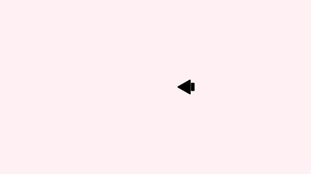 Black left arrow icon on a light pink background direction symbol