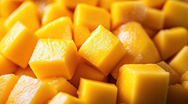 Close-up of diced mango cubes (1)
