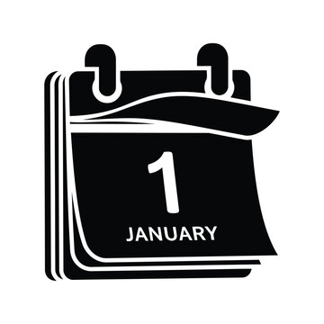 January 1st calendar page flip illustration new year day date icon simple sketch graphic
