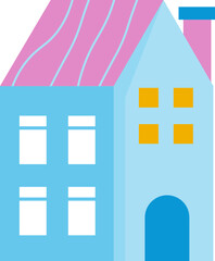 Colorful Vector Set of Flat Residential House Icons and Apartment Buildings for Real Estate and Neighborhood Architecture Design