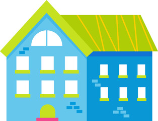 Colorful Vector Set of Flat Residential House Icons and Apartment Buildings for Real Estate and Neighborhood Architecture Design