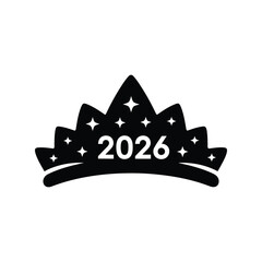 Black 2026 tiara illustration crown icon year symbol celebration graphic royalty emblem © alien AZ