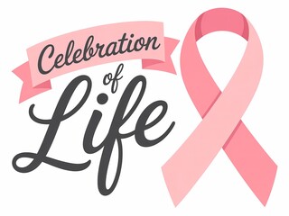 Pink ribbon symbolizing hope and a celebration of life for breast cancer awareness