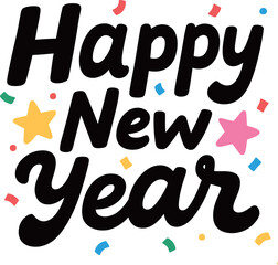 vector  happy new year hand drawn alphabet