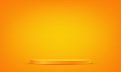 Yellow and Orange background vector 3d with pink podium Space for selling products on the website. Abstract wallpaper design with copy space to display your products. Vector illustration.