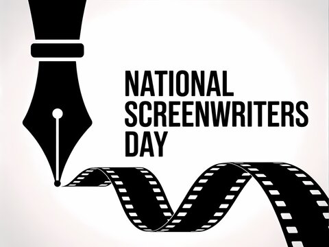 Celebrating national screenwriters day with a fountain pen and film strip illustration - Powered by Adobe