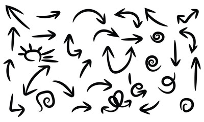 Hand drawn arrows collection isolated on for graphic design