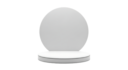 Elegant white circular product display stand with a clean backdrop, perfect for showcasing culinary tools, home goods, or featured items in a minimalist setting for promotions