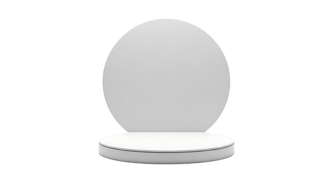 Elegant white circular product display stand with a clean backdrop, perfect for showcasing culinary tools, home goods, or featured items in a minimalist setting for promotions