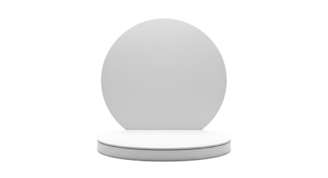 Elegant white circular product display stand with a clean backdrop, perfect for showcasing culinary tools, home goods, or featured items in a minimalist setting for promotions
