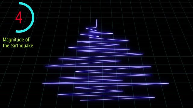 3D illustration of Seismometer scale drawing waves of an earthquake on a paper . earthquake signal on a seismograph chart, showing seismic waves and magnitude on graph paper.