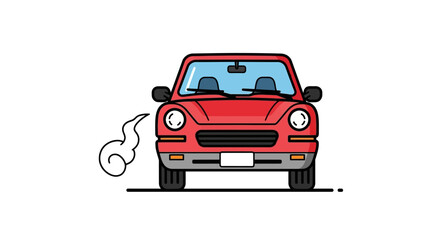 Red Car with Exhaust Fumes Illustration for Automotive Industry Designs