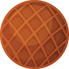 Round Waffle Textured Icon With A Transparent Background And A Subtle Shadow Effect In A Warm Brown Color Palette