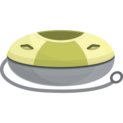 Round Yellow and Gray Object with String and Loop Detail Isolated on Transparent Background Simple Flat Design