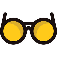 Round Yellow Lens Eyeglasses With Thick Black Frames On A Transparent Background Minimalist Accessory