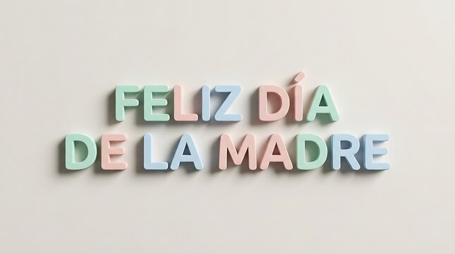 A heartwarming and celebratory graphic features the phrase 'Happy Mother's Day' in pastel, colorful 3D letters, conveying love and appreciation for a special occasion