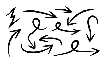 Hand drawn arrow collection isolated on for creative design