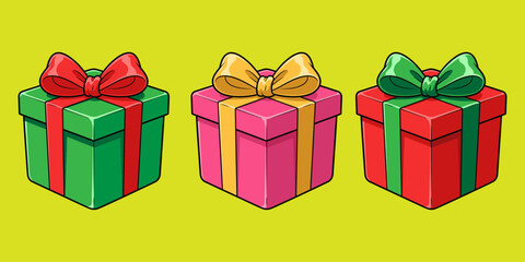 Colorful Gift Boxes Illustration – Christmas and Celebration Present Icons 