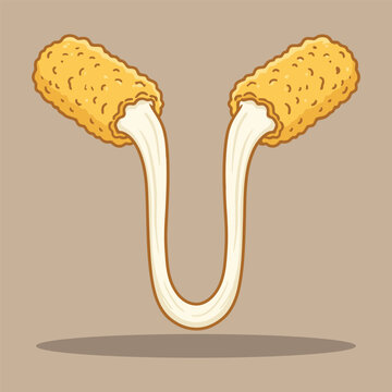 Cheese Pull Mozzarella Sticks Illustration &ndash; Crispy Fried Snack Vector Art