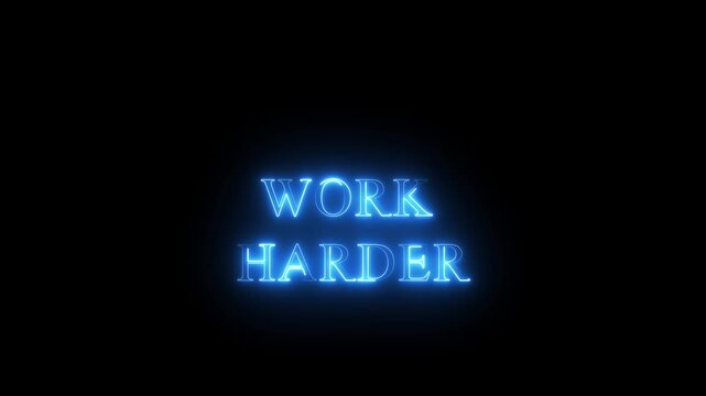 Work Harder animated words. Kinetic typography