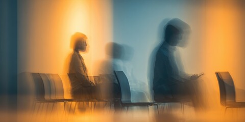 Teamwork and engagement in business meetings executive group discussion in a blurred office environment for effective adaptation and brainstorming