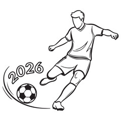 Monochrome Vector Illustration of Football Player Kicking a Ball 2026